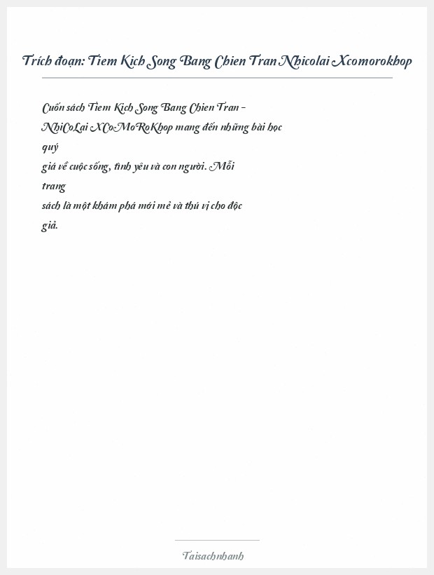 Trích đoạn Tiem Kich Song Bang Chien Tran Nhicolai Xcomorokhop
