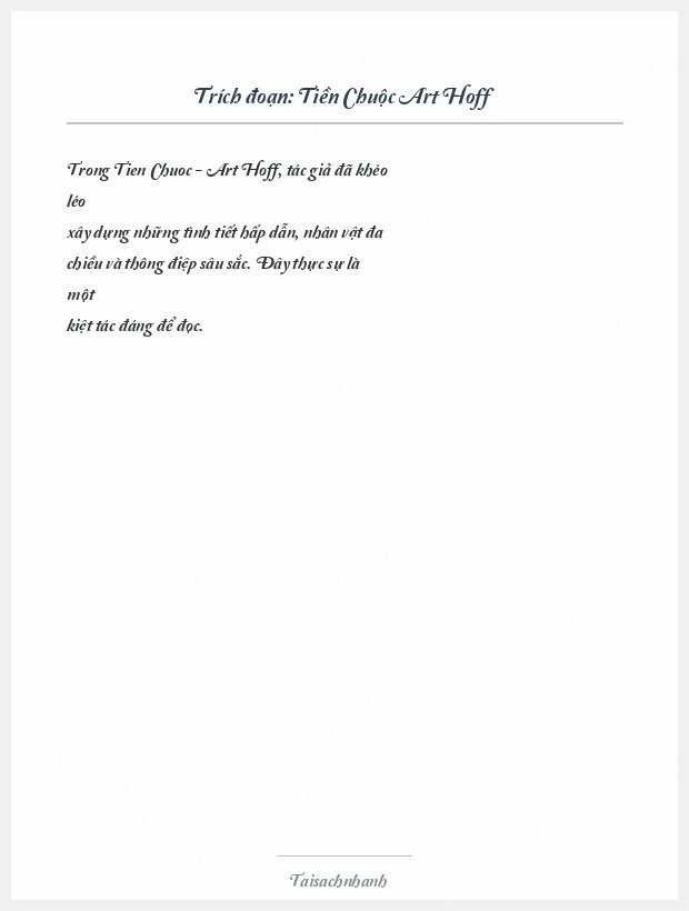 Trích đoạn Tiền Chuộc Art Hoff