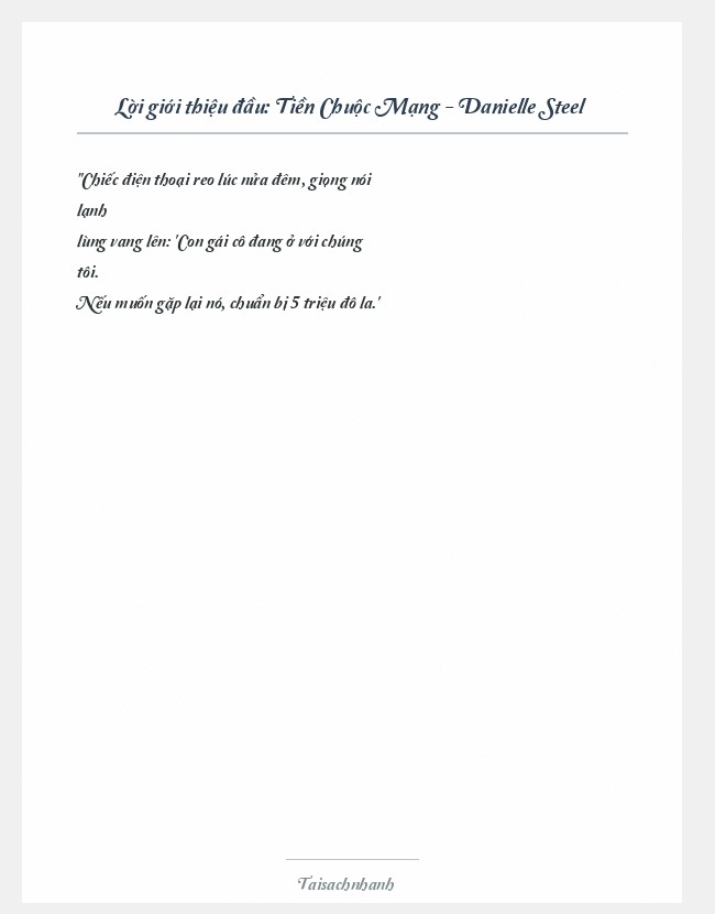 Trích đoạn Tiền Chuộc Mạng - Danielle Steel