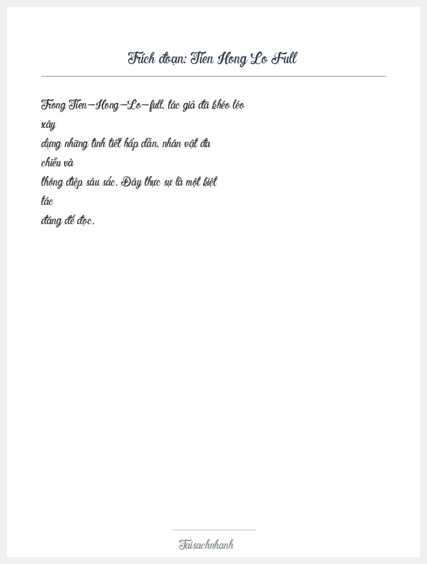 Trích đoạn Tien Hong Lo Full