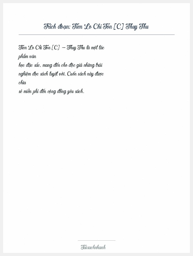 Trích đoạn Tien Lo Chi Ton [C] Thuy Thu