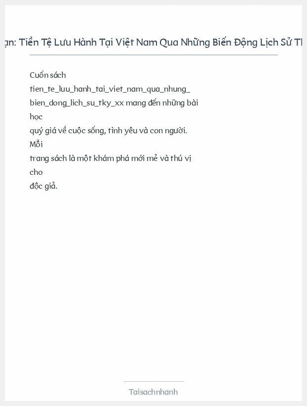 Trích đoạn Tiền Tệ Lưu Hành Tại Việt Nam Qua Những Biến Động Lịch Sử Thế Kỷ Xx