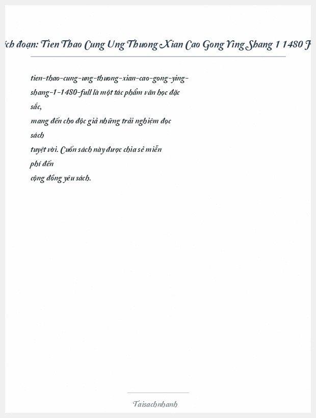Trích đoạn Tien Thao Cung Ung Thuong Xian Cao Gong Ying Shang 1 1480 Full