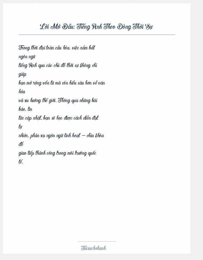 Trích đoạn Tiếng Anh Theo Dòng Thời Sự