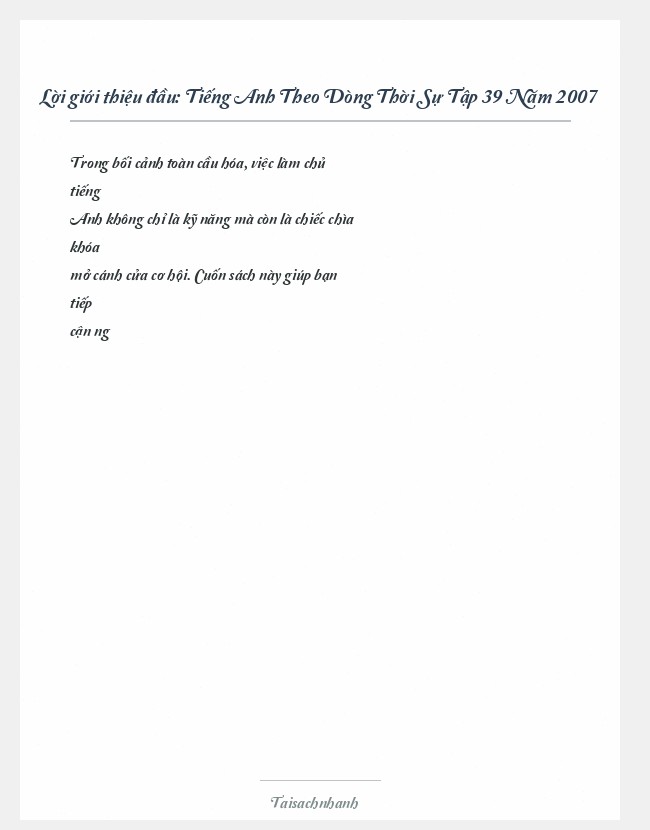 Trích đoạn Tiếng Anh Theo Dòng Thời Sự Tập 39 Năm 2007