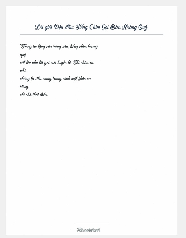 Trích đoạn Tiếng Chim Gọi Đàn Hoàng Quý