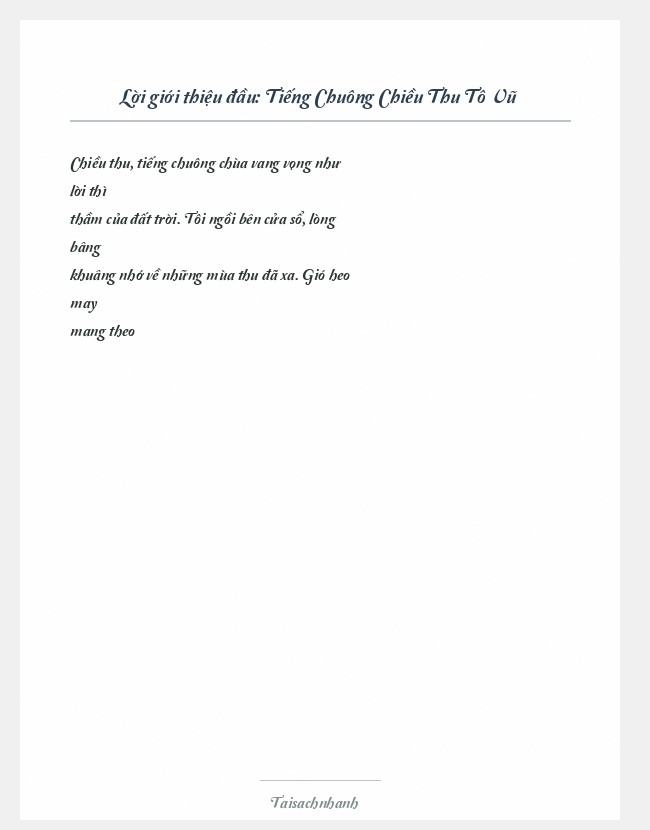 Trích đoạn Tiếng Chuông Chiều Thu Tô Vũ