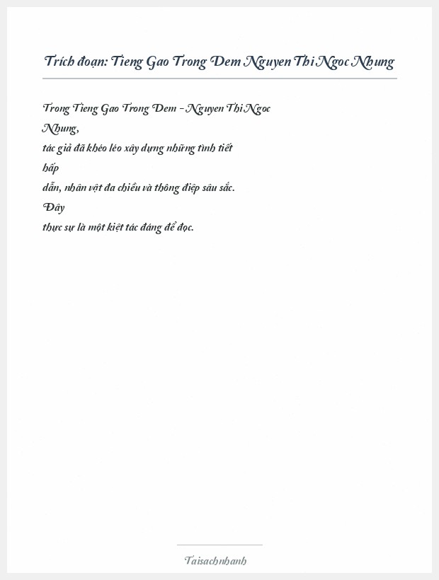 Trích đoạn Tieng Gao Trong Dem Nguyen Thi Ngoc Nhung