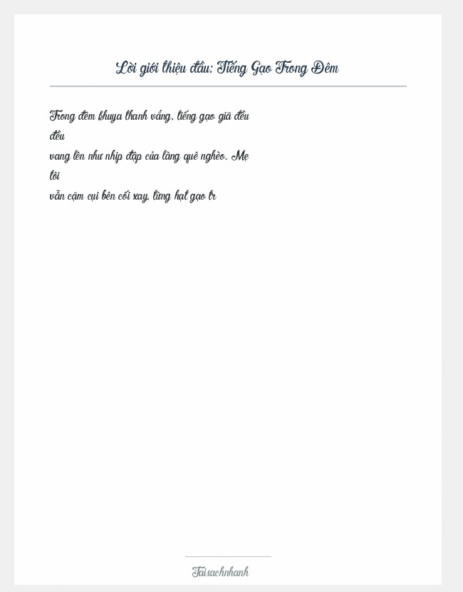 Trích đoạn Tiếng Gạo Trong Đêm
