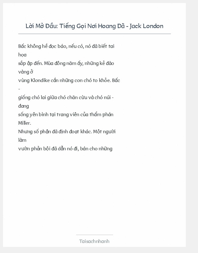 Trích đoạn Tiếng Gọi Nơi Hoang Dã - Jack London