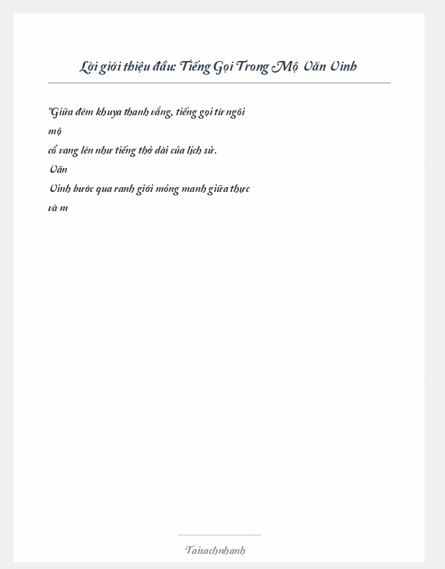 Trích đoạn Tiếng Gọi Trong Mộ Văn Vinh