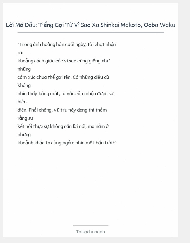 Trích đoạn Tiếng Gọi Từ Vì Sao Xa Shinkai Makoto, Ooba Waku
