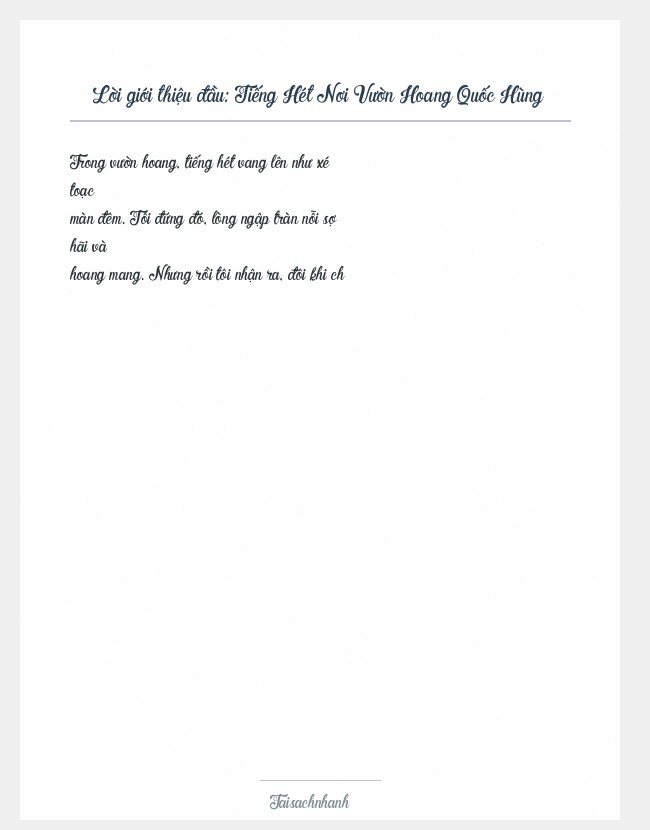 Trích đoạn Tiếng Hét Nơi Vườn Hoang Quốc Hùng