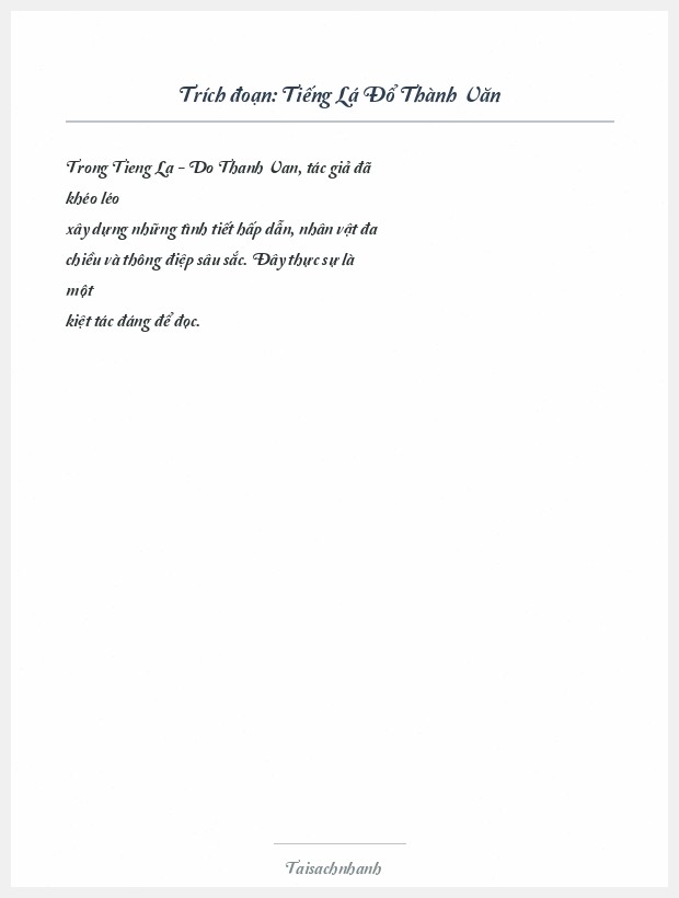 Trích đoạn Tiếng Lá Đổ Thành Văn