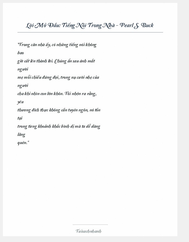 Trích đoạn Tiếng Nói Trong Nhà - Pearl S. Buck