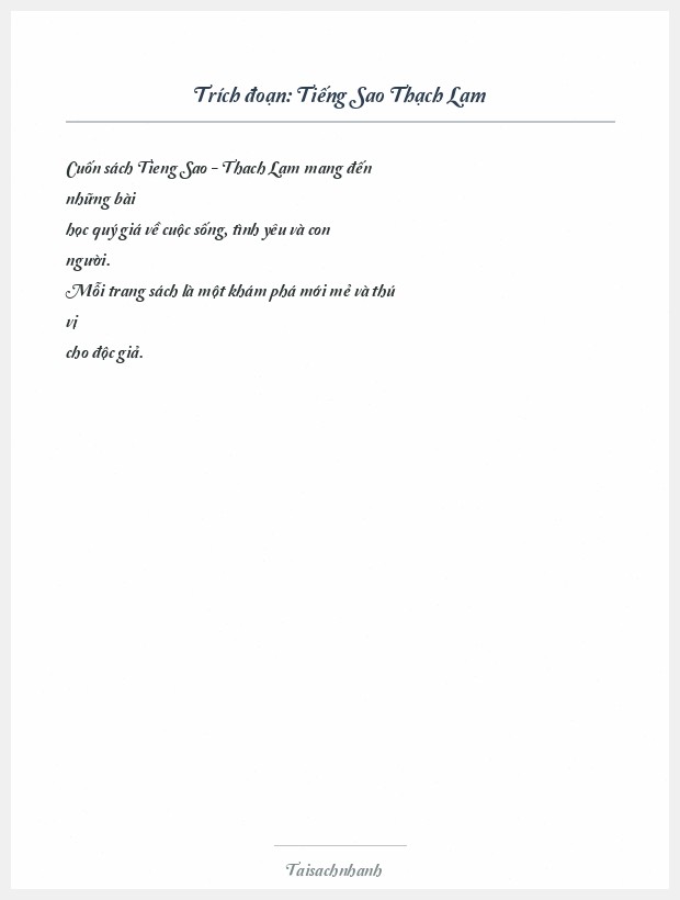 Trích đoạn Tiếng Sao Thạch Lam