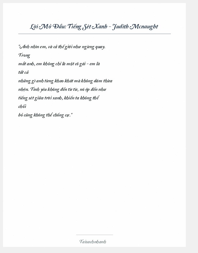 Trích đoạn Tiếng Sét Xanh - Judith Mcnaught