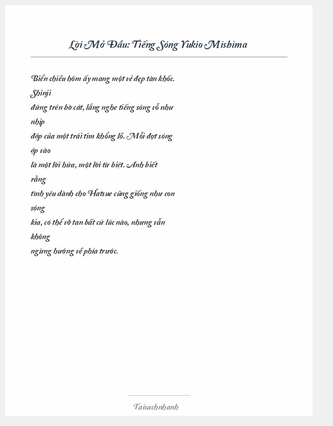 Trích đoạn Tiếng Sóng Yukio Mishima