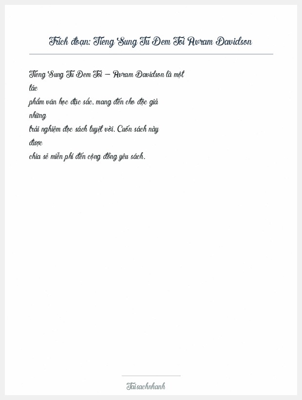 Trích đoạn Tieng Sung Tu Dem Toi Avram Davidson