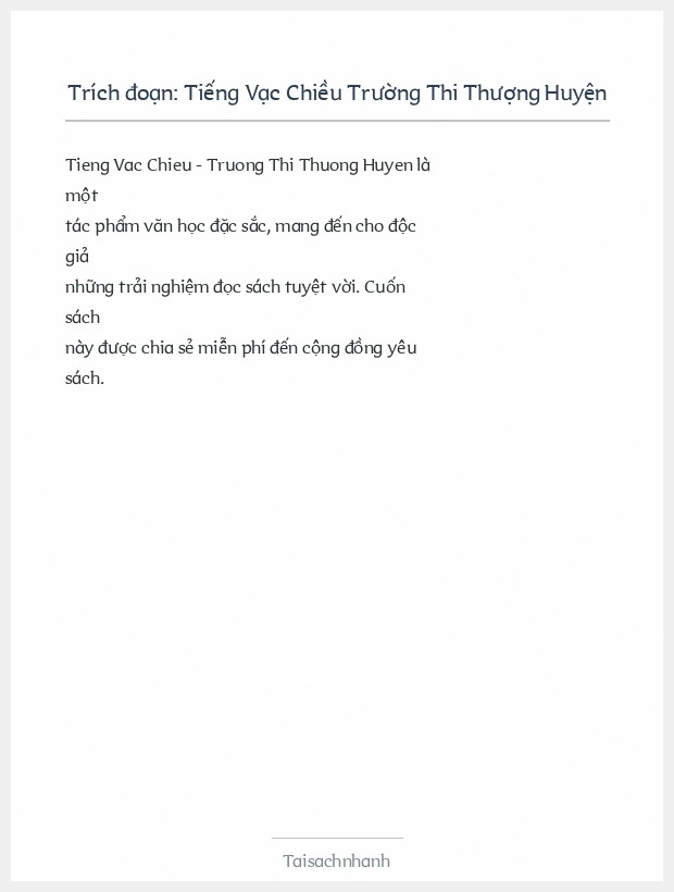 Trích đoạn Tiếng Vạc Chiều Trường Thi Thượng Huyện