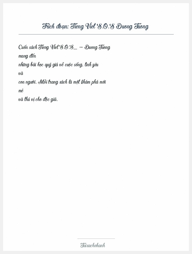 Trích đoạn Tieng Viet S.O.S Duong Tuong