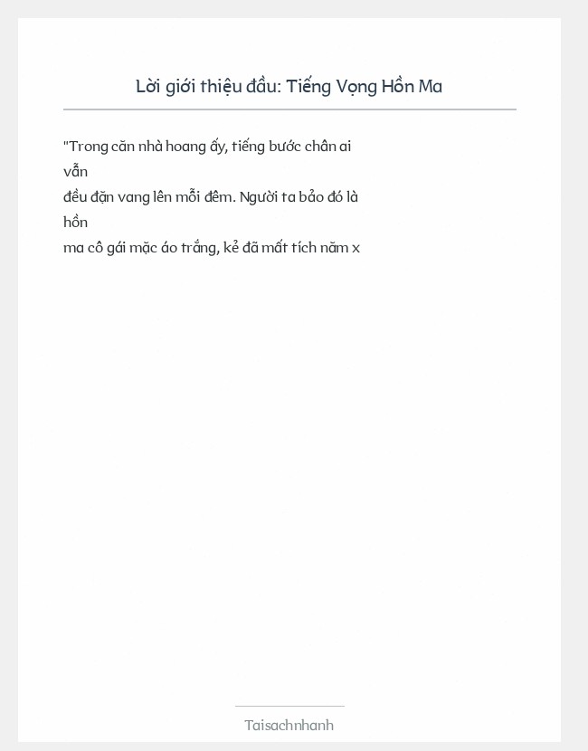 Trích đoạn Tiếng Vọng Hồn Ma