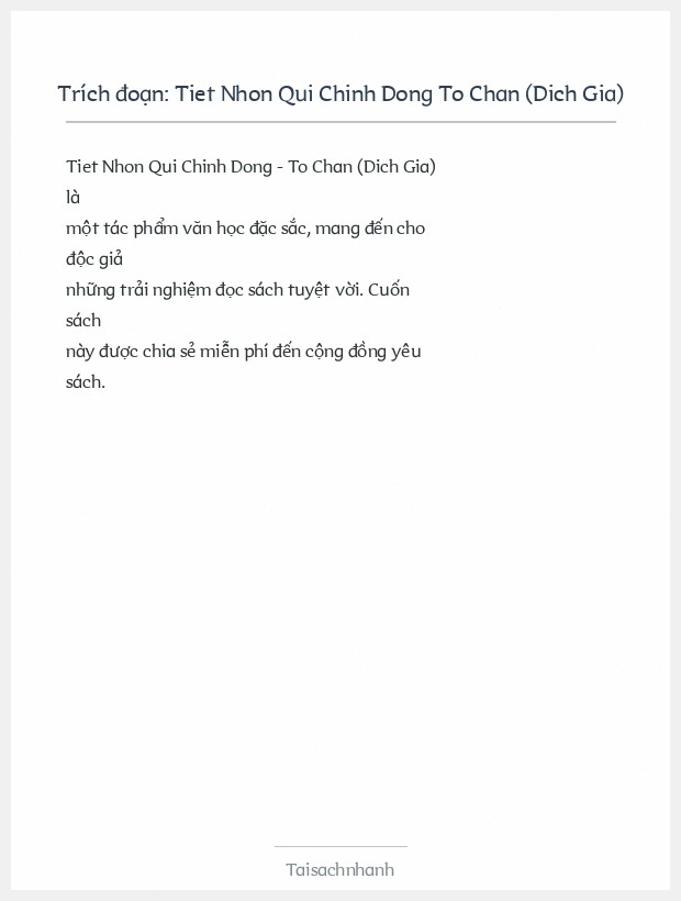 Trích đoạn Tiet Nhon Qui Chinh Dong To Chan (Dich Gia)