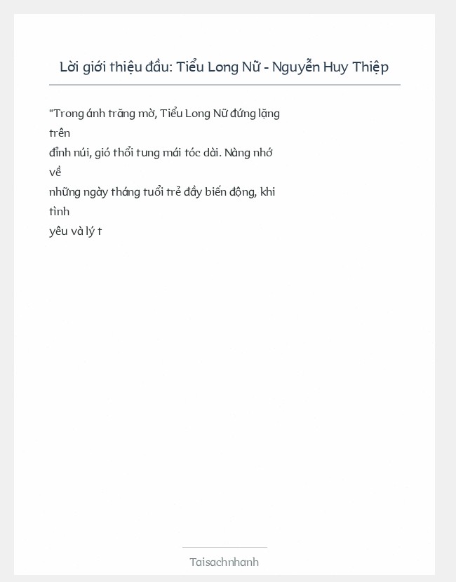 Trích đoạn Tiểu Long Nữ - Nguyễn Huy Thiệp