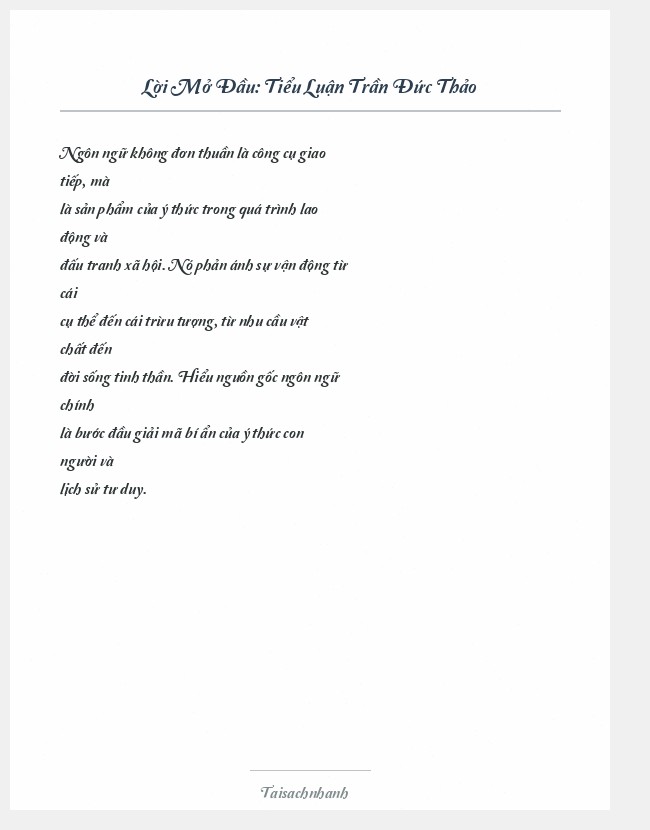 Trích đoạn Tiểu Luận Trần Đức Thảo