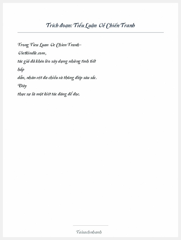Trích đoạn Tiểu Luận Về Chiến Tranh