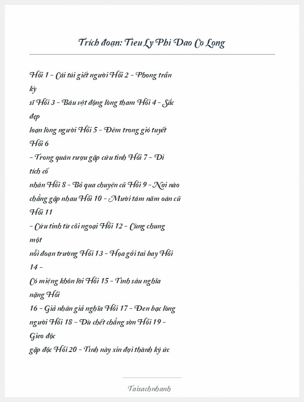 Trích đoạn Tieu Ly Phi Dao Co Long