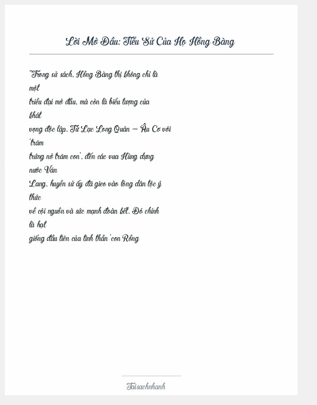 Trích đoạn Tiểu Sử Của Họ Hồng Bàng