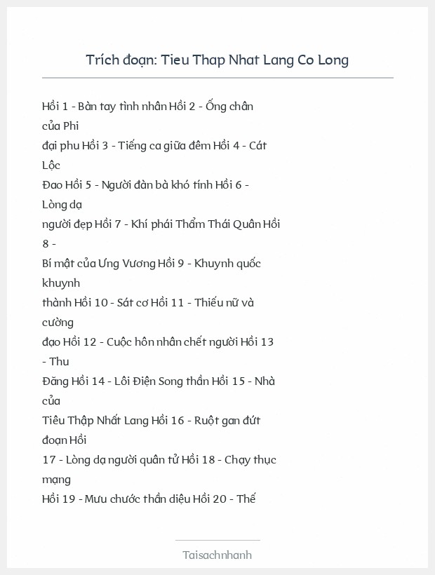 Trích đoạn Tieu Thap Nhat Lang Co Long