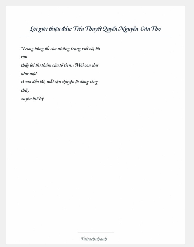 Trích đoạn Tiểu Thuyết Quyển Nguyễn Văn Thọ