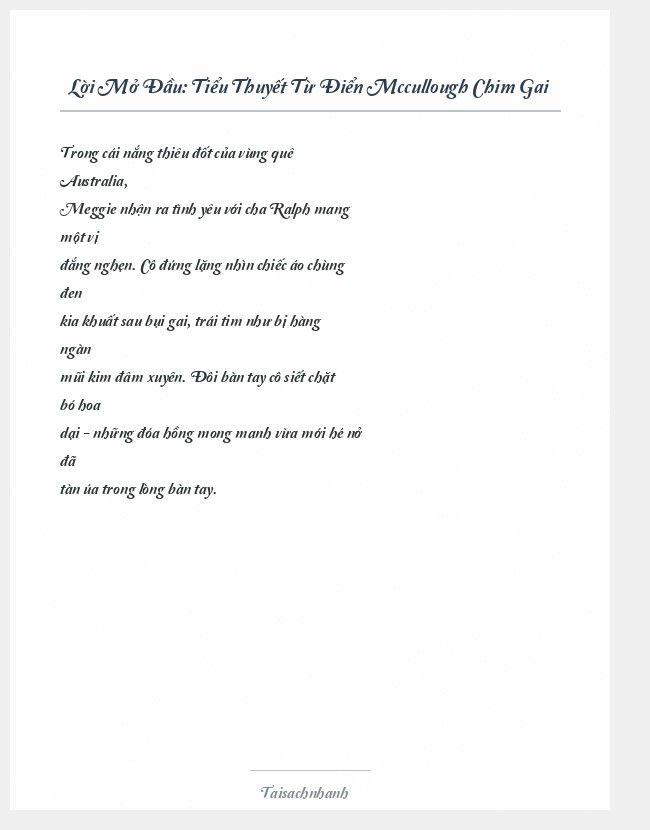 Trích đoạn Tiểu Thuyết Từ Điển Mccullough Chim Gai