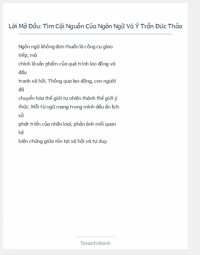 Trích đoạn Tìm Cội Nguồn Của Ngôn Ngữ Và Ý Trần Đức Thảo