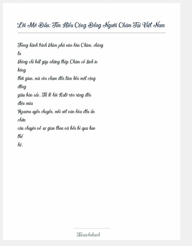 Trích đoạn Tìm Hiểu Cộng Đồng Người Chăm Tại Việt Nam