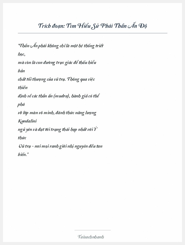 Trích đoạn Tìm Hiểu Sử Phái Thần Ấn Độ