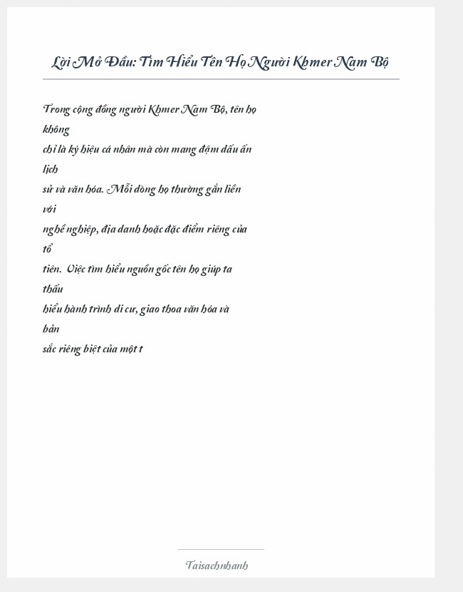 Trích đoạn Tìm Hiểu Tên Họ Người Khmer Nam Bộ