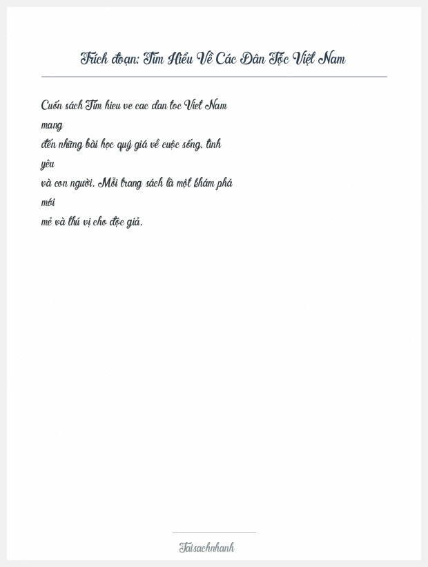 Trích đoạn Tìm Hiểu Về Các Dân Tộc Việt Nam