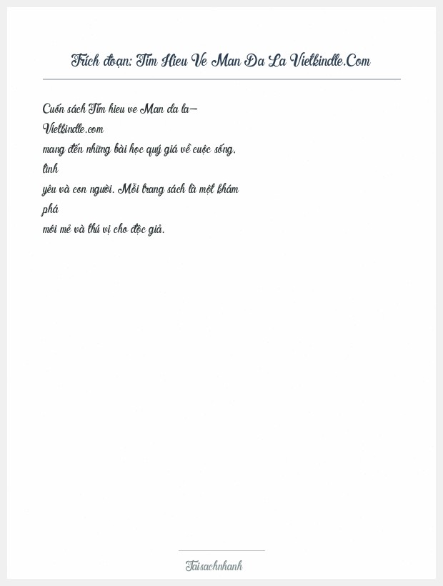 Trích đoạn Tim Hieu Ve Man Da La Vietkindle.Com