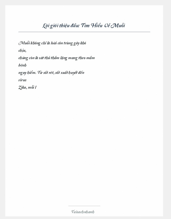 Trích đoạn Tìm Hiểu Về Muỗi