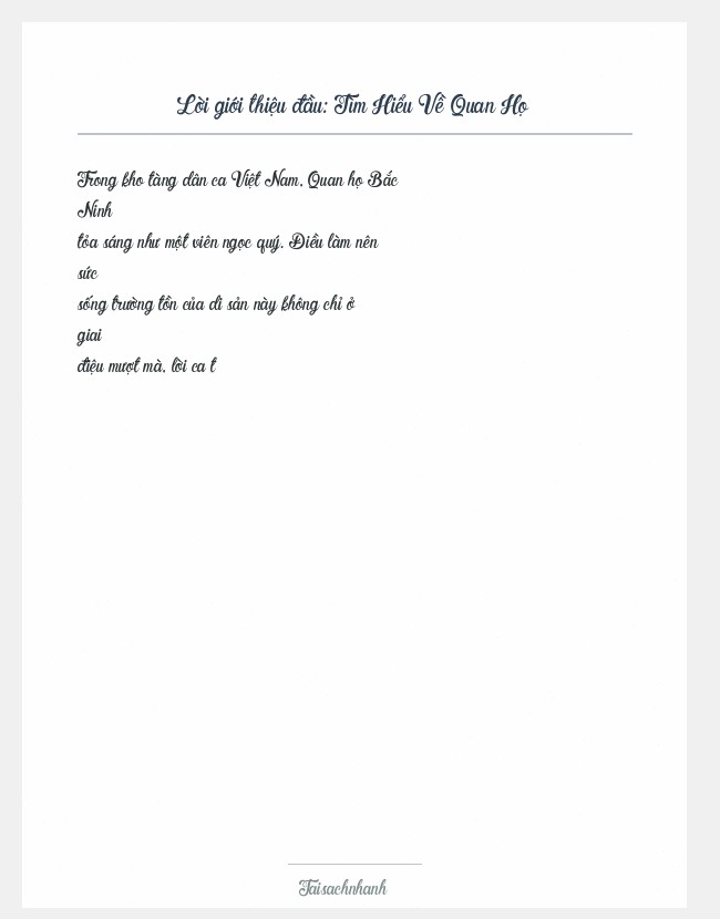 Trích đoạn Tìm Hiểu Về Quan Họ