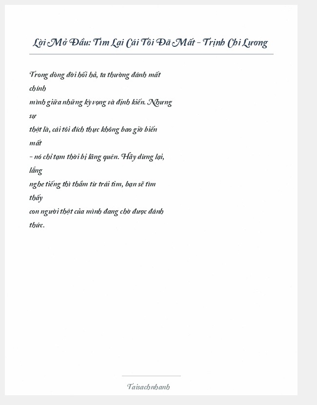 Trích đoạn Tìm Lại Cái Tôi Đã Mất - Trịnh Chi Lương