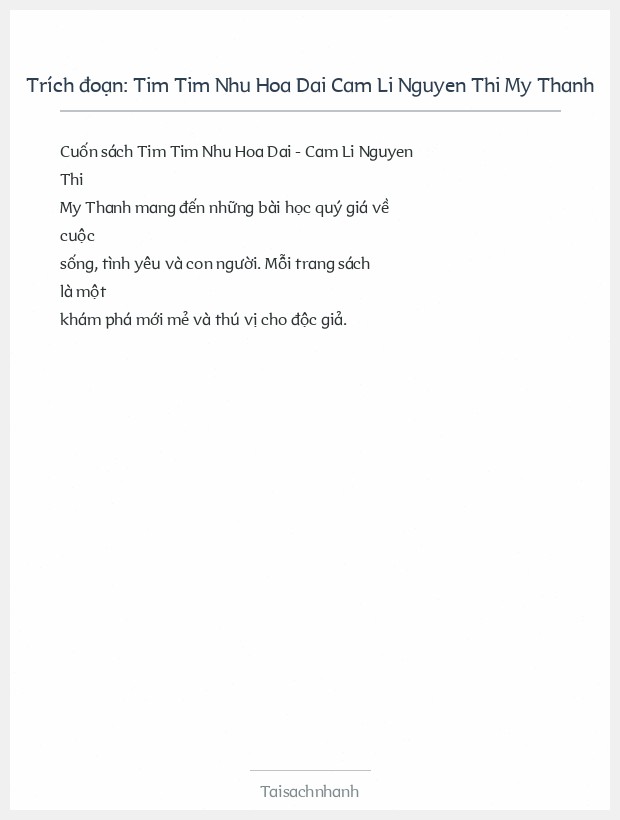 Trích đoạn Tim Tim Nhu Hoa Dai Cam Li Nguyen Thi My Thanh