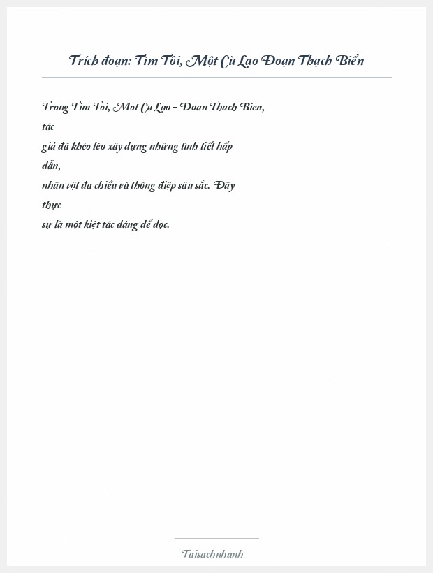 Trích đoạn Tìm Tôi, Một Cù Lao Đoạn Thạch Biển