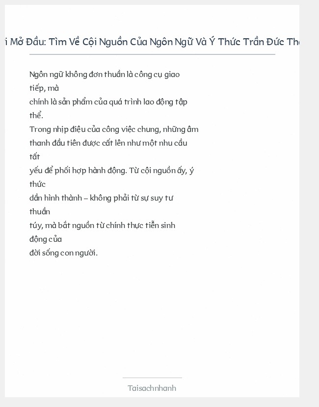 Trích đoạn Tìm Về Cội Nguồn Của Ngôn Ngữ Và Ý Thức Trần Đức Thảo