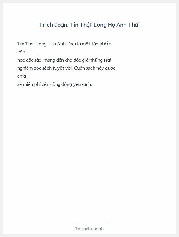 Trích đoạn Tín Thật Lòng Họ Anh Thái