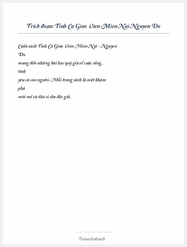 Trích đoạn Tinh Ca Giao Vien Mien Nui Nguyen Do