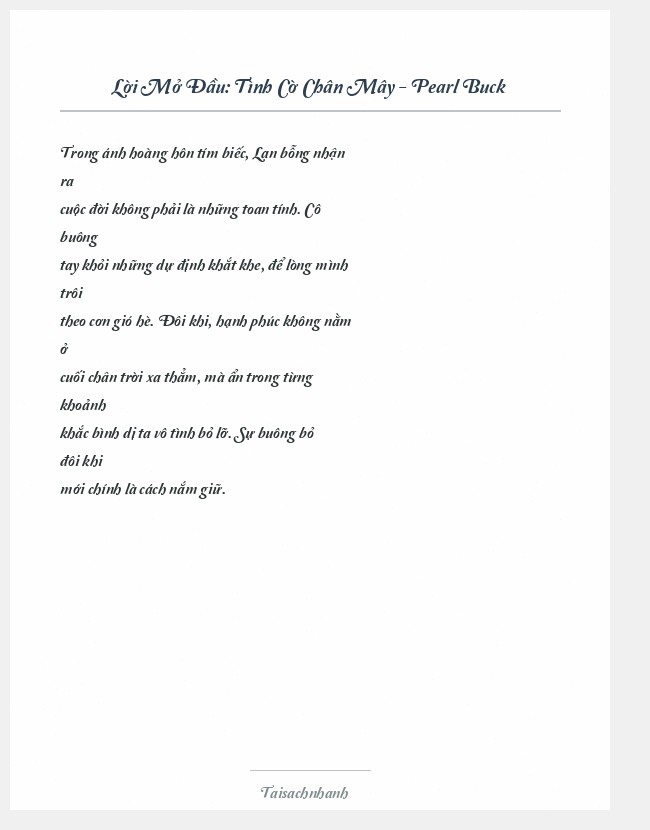 Trích đoạn Tình Cờ Chân Mây - Pearl Buck